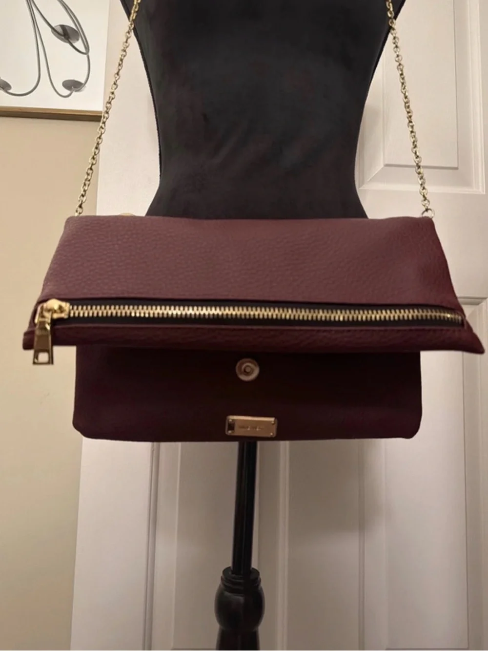 Nine West Women's Fold-Over Chain Shoulder Bag - Burgundy
